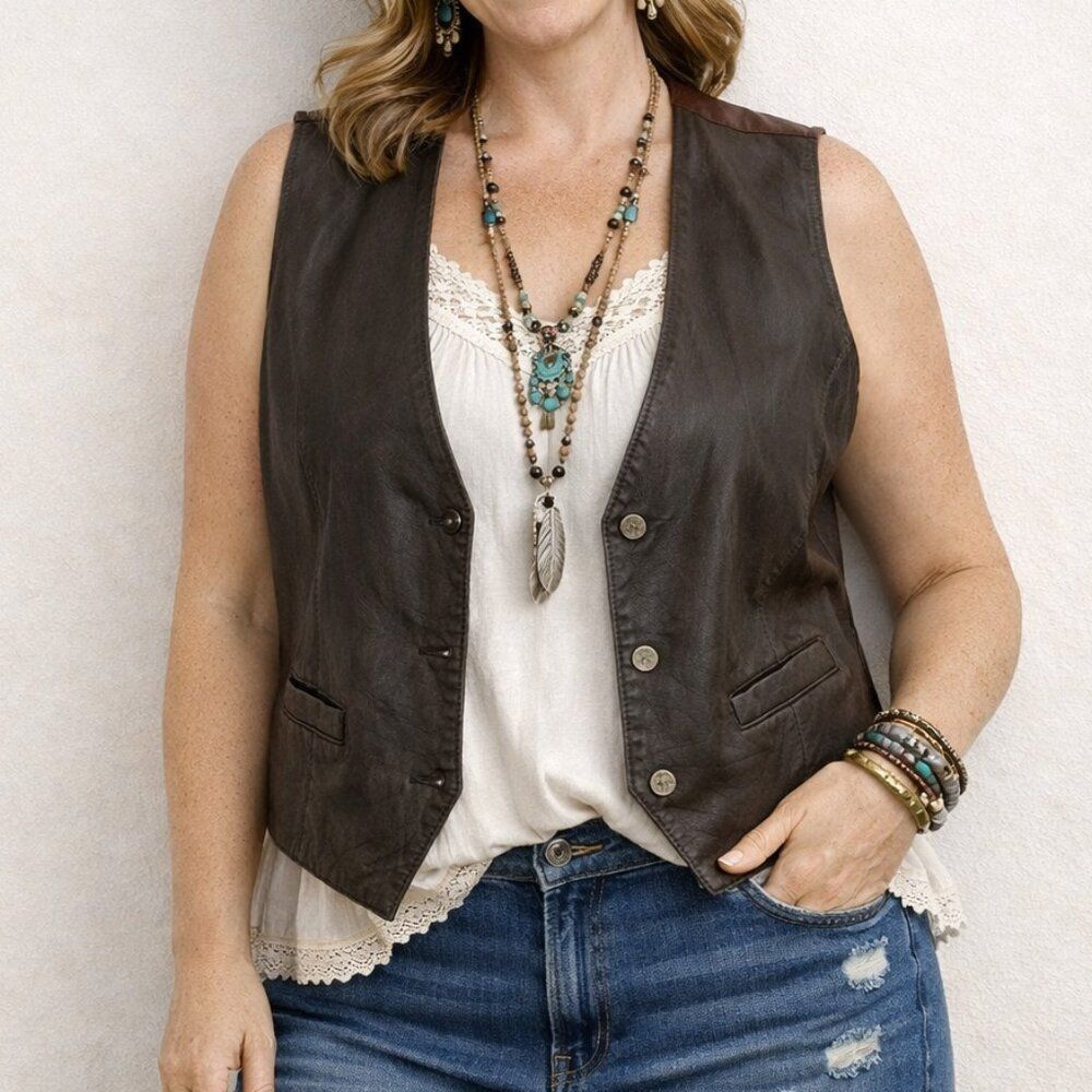 Vintage St. Johns Bay Leather Vest